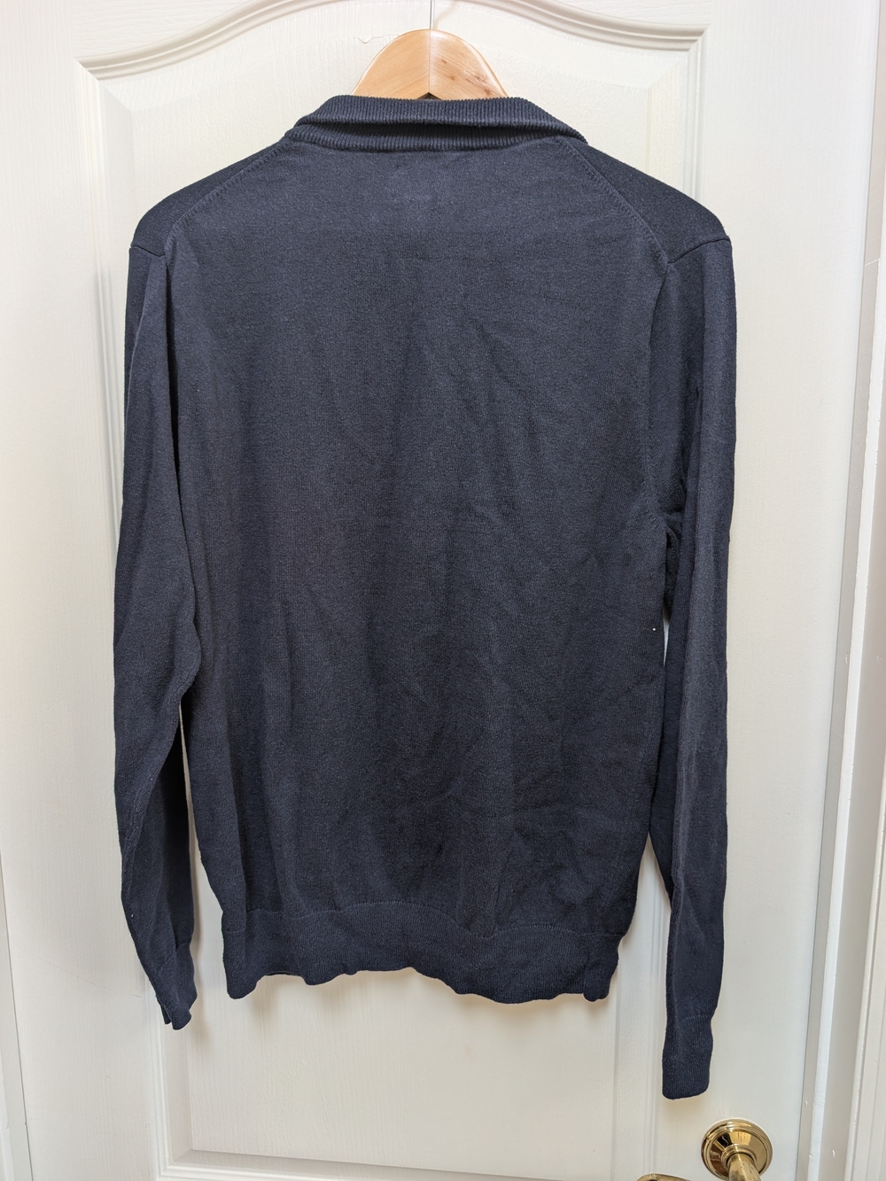 14th & Union Men’s L Navy Cotton Cashmere Quarter Zip Sweater - Picture 2 of 5